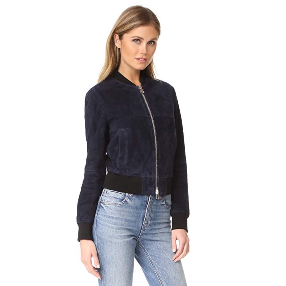 Theory suede leather bomber jacket - Picture 2 of 7